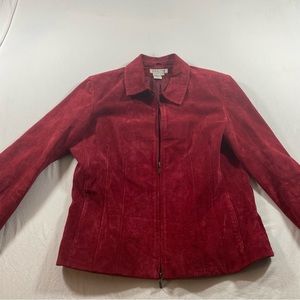 Coldwater Creek Suede Leather jacket Front Zip Pink Women’s Jacket Med size